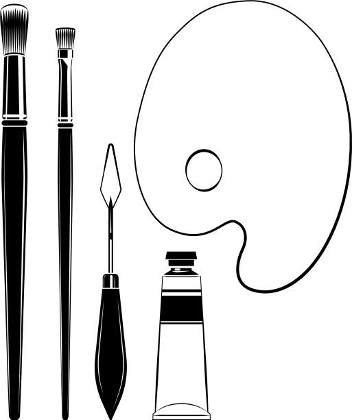 艺术家绘画工具集笔刷调色板刀图片下载