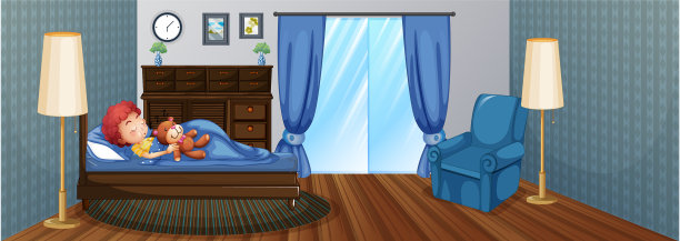 小男孩睡在床上图片下载