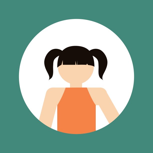 在彩色框架图标内的女童徽章图片下载