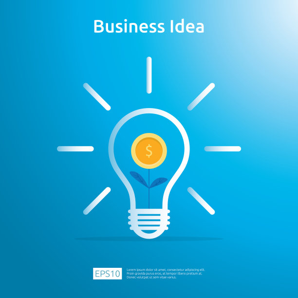 商业理念与灯泡和美元硬币图片下载