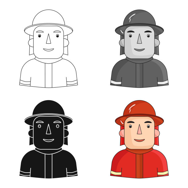 消防员图标在卡通风格孤立上图片下载