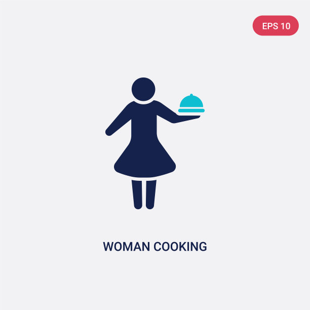 两种颜色的女人烹饪图标从人类的概念图片下载