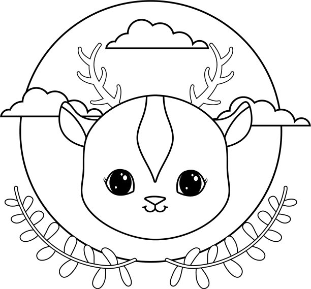 驯鹿的头，在框架的圆形与皇冠图片下载