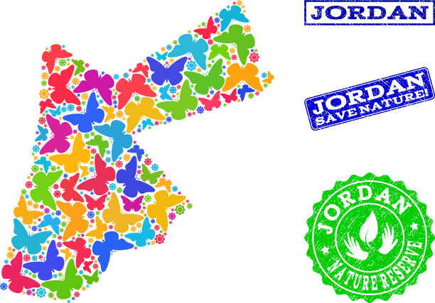 用保存自然拼贴的约旦地图图片下载