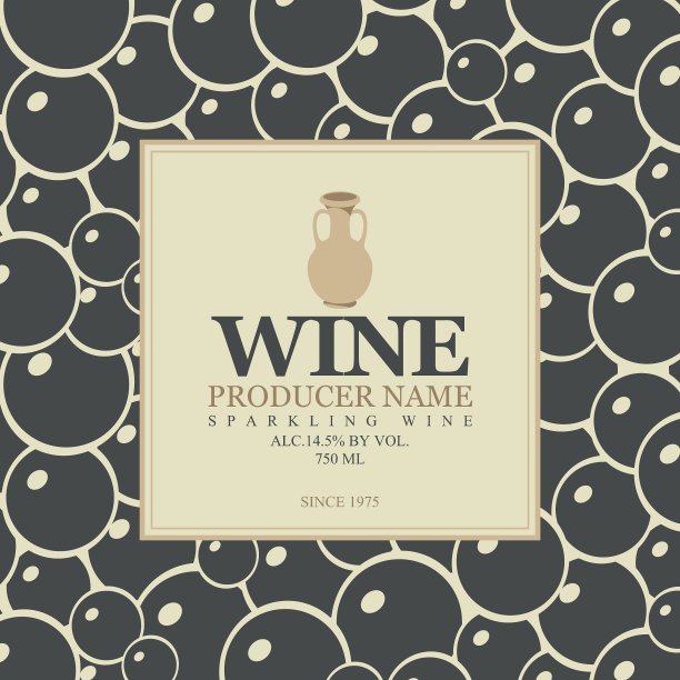 带有陶罐的酒标图片下载