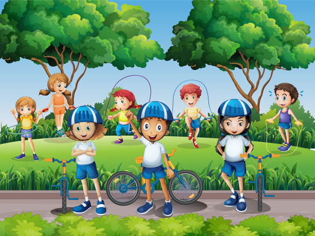 孩子们在公园里锻炼图片下载