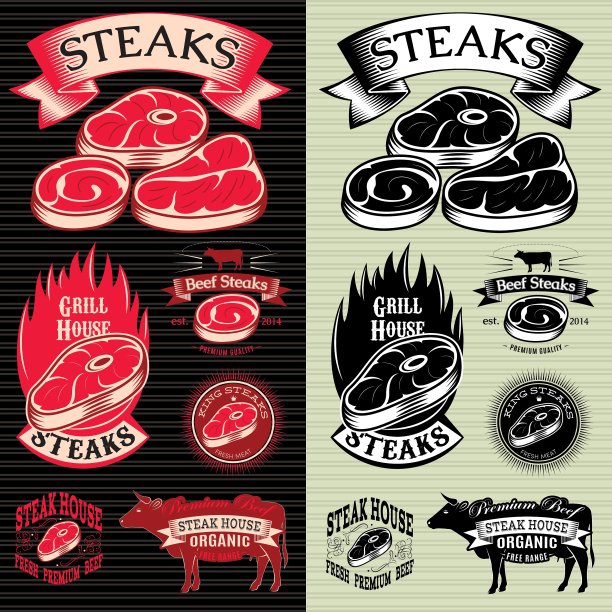 一套烤牛排模板图片下载