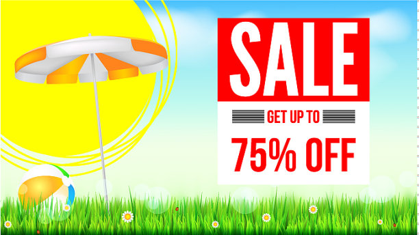 夏季销售广告横幅复古文字设计图片下载