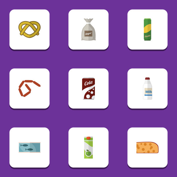 平面图标餐套瓶包饮料图片下载