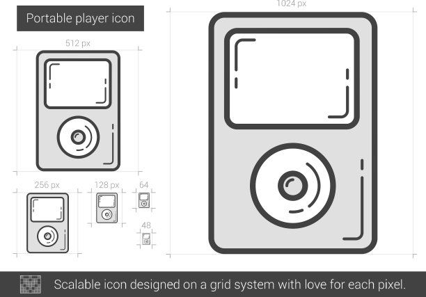 便携式播放器线图标图片下载
