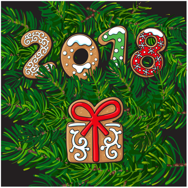 2018年圣诞贺卡姜饼饼干图片下载