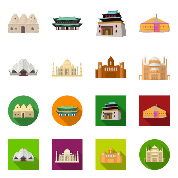 孤立的对象城镇和唐人街的标志集图片下载