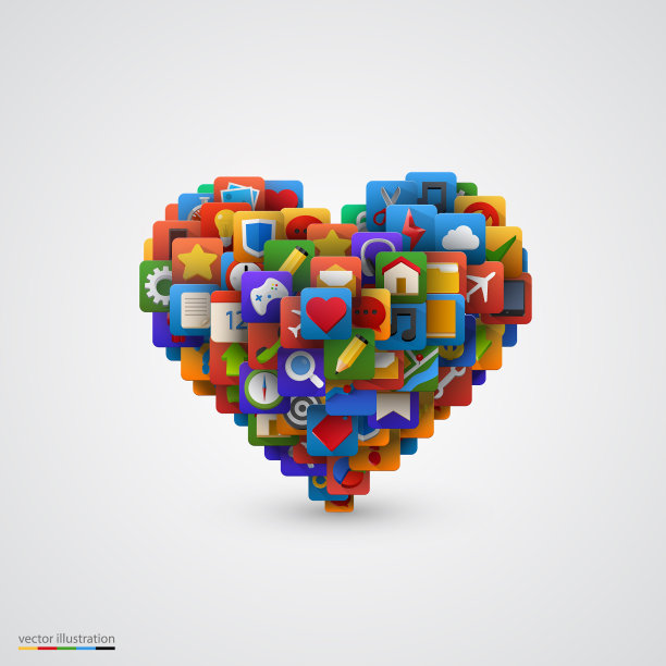 心与许多应用程序图标图片下载