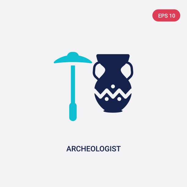 两色考古学家图标从历史的概念图片下载