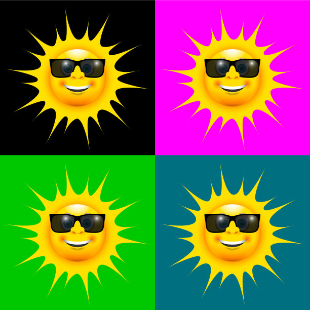 快乐微笑的太阳戴上太阳眼镜图片下载