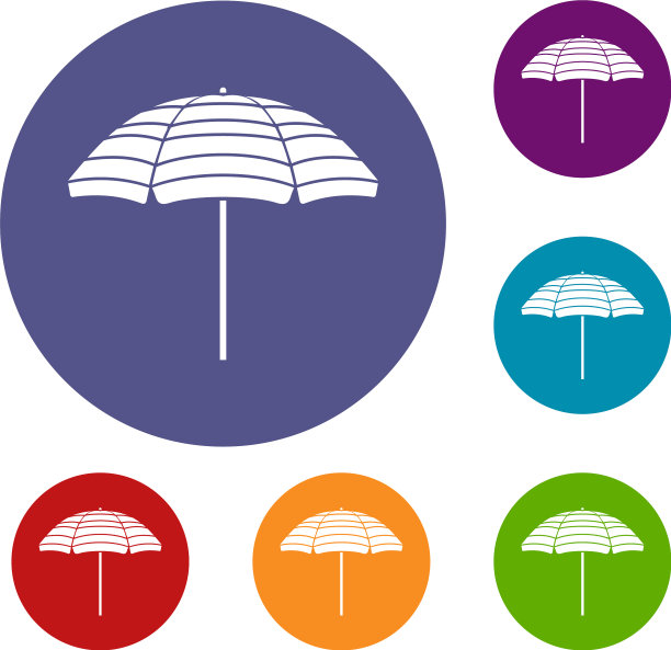 沙滩伞图标套装图片下载