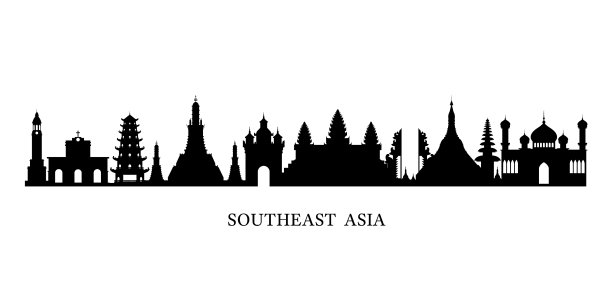 东南亚地标天际线黑色和图片下载
