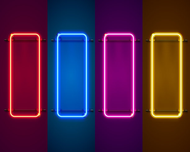 霓虹灯框架标志在一个方形图片下载