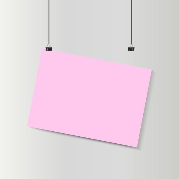空下降水平粉红色纸海报模型图片下载