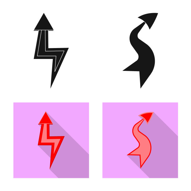 孤立对象的元素和箭头标志集图片下载