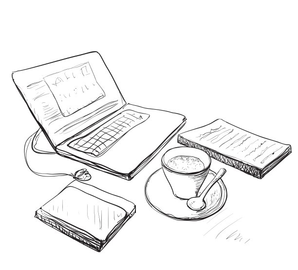 有笔记本电脑和咖啡的工作场所图片下载