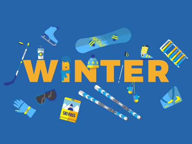 用单词winter和图标进行抽象图片下载