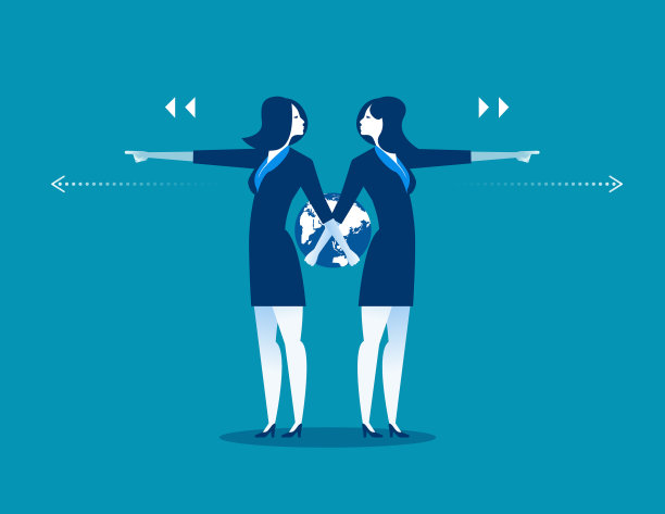 女商人领导推动不同的方向图片下载