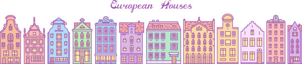 欧式的房子和公寓套得可爱图片下载