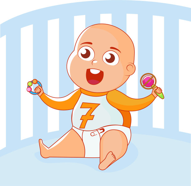 一个拿着玩具的孩子在摇篮曲中摇来摇去图片下载