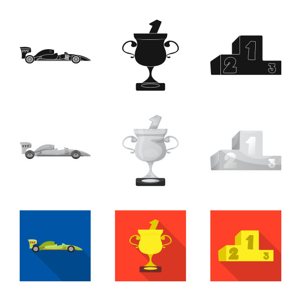 汽车和拉力赛符号的孤立对象图片下载