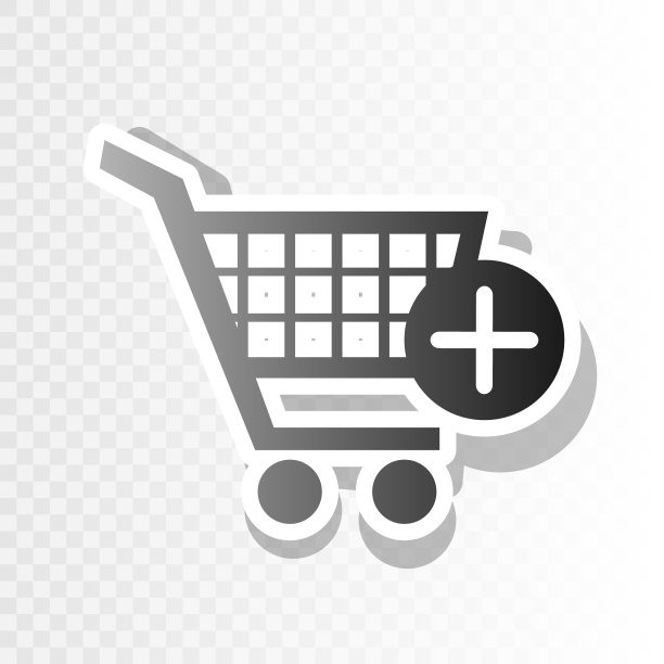 带加号标记的新年购物手推车图片下载