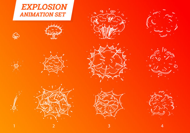 爆炸图标设置在白色背景卡通图片下载
