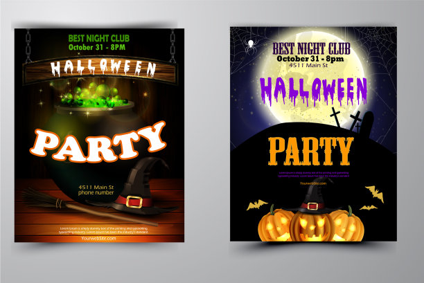 万圣节派对邀请贴在木墙上图片下载