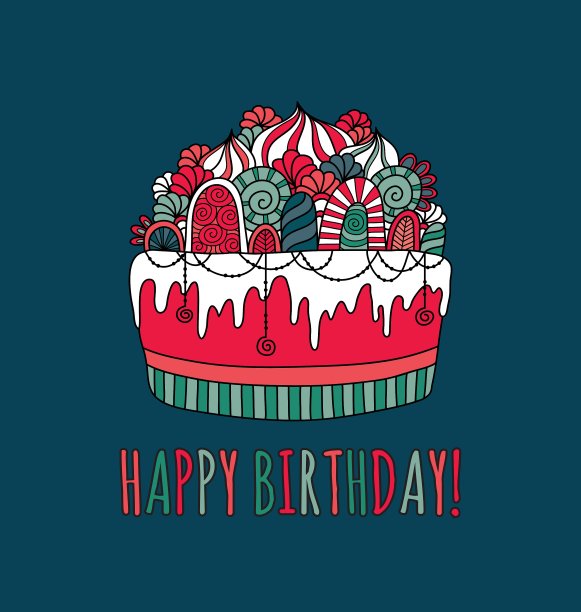 生日蛋糕手绘涂鸦海军图片下载