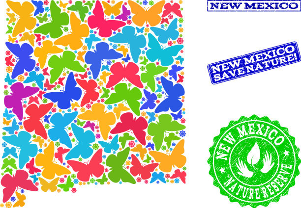 新墨西哥州拯救自然拼贴地图图片下载