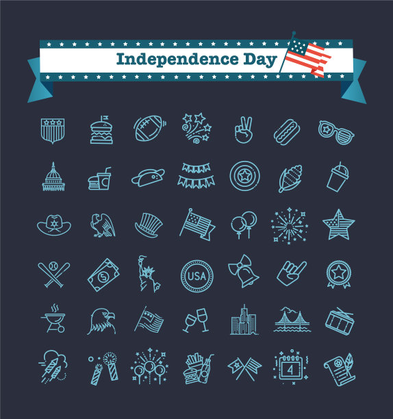 42套美国独立日线图标合适图片下载