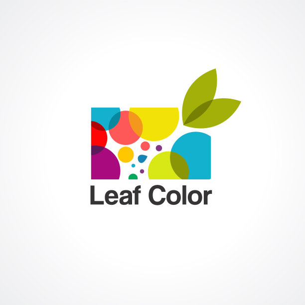 叶子上五颜六色的泡泡标志和图标元素图片下载