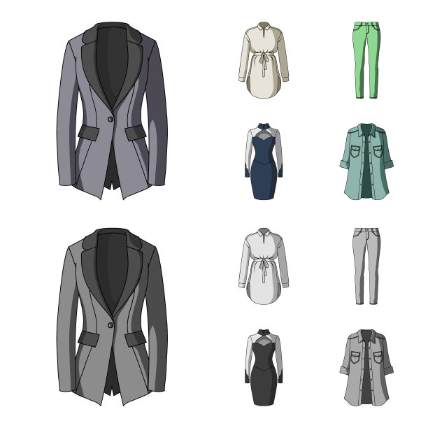 女性服装卡通单色图标设置图片下载