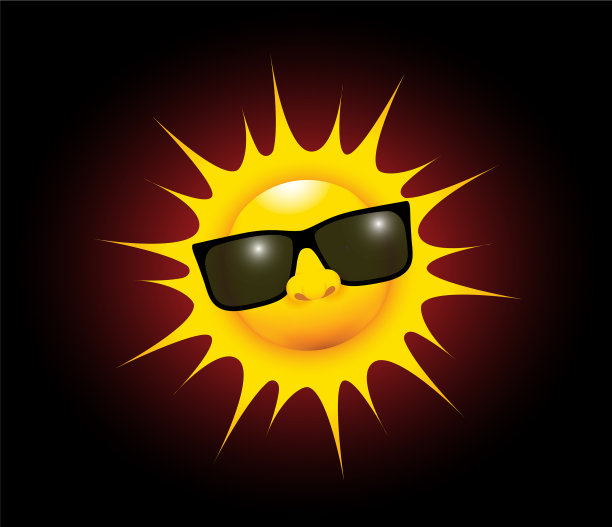 戴着太阳眼镜的快乐微笑的太阳图片下载
