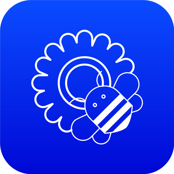 蜜蜂在花图标蓝色图片下载