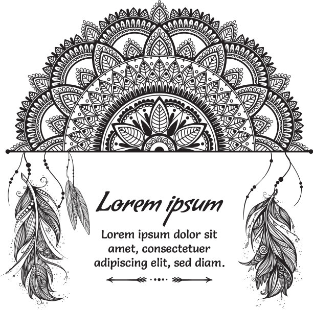 民族模板与彩色彩虹曼荼罗和图片下载