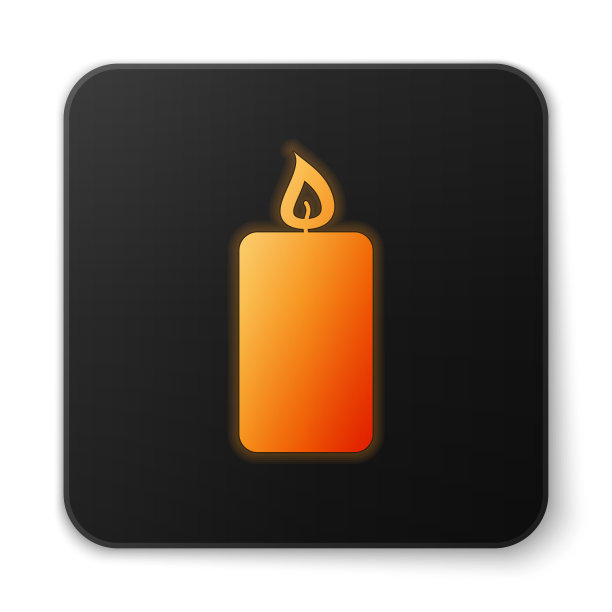 橙色发光燃烧的蜡烛图标孤立上图片下载