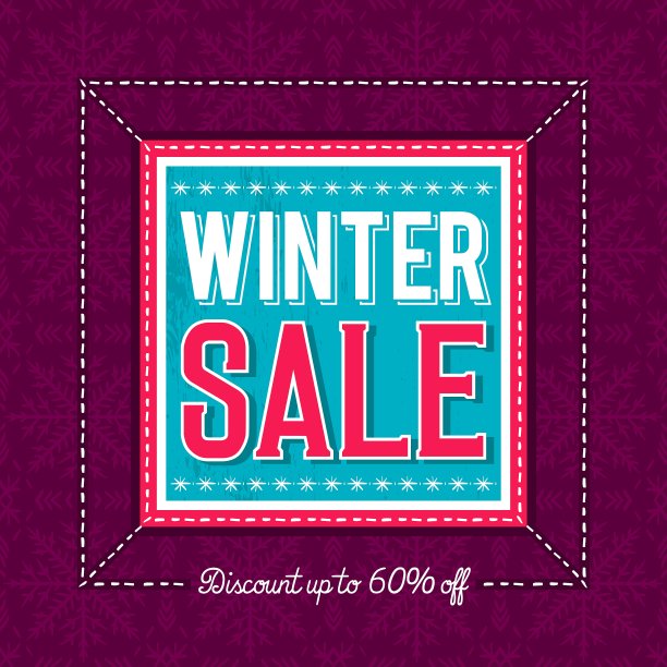 圣诞横幅与雪花和优惠图片下载