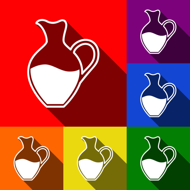 双耳罐标志用扁平化的图标集图片下载