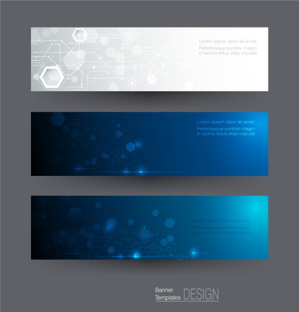 摘要横幅设置电路板为六角形图片下载