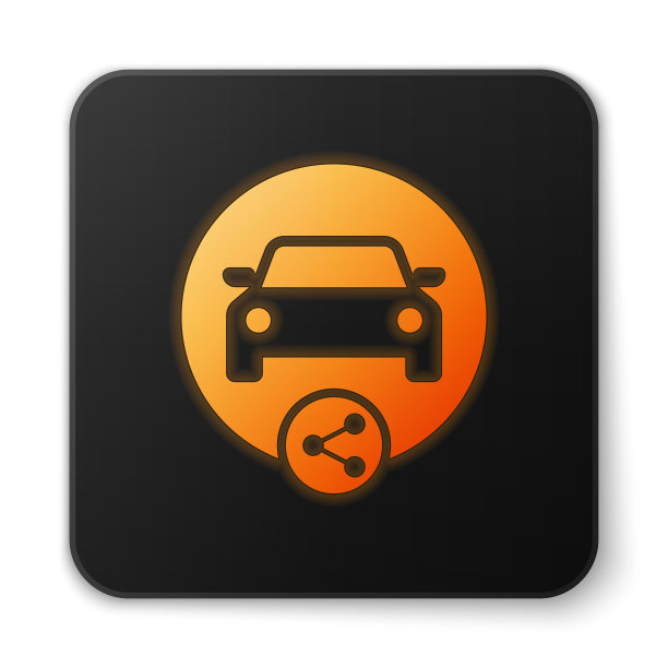 橙色发光的汽车共享图标孤立在白色图片下载