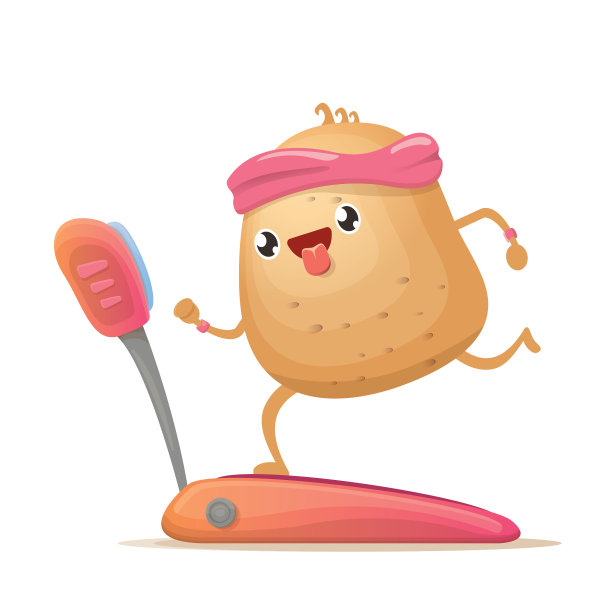 卡通时髦的土豆人物跑步或慢跑图片下载