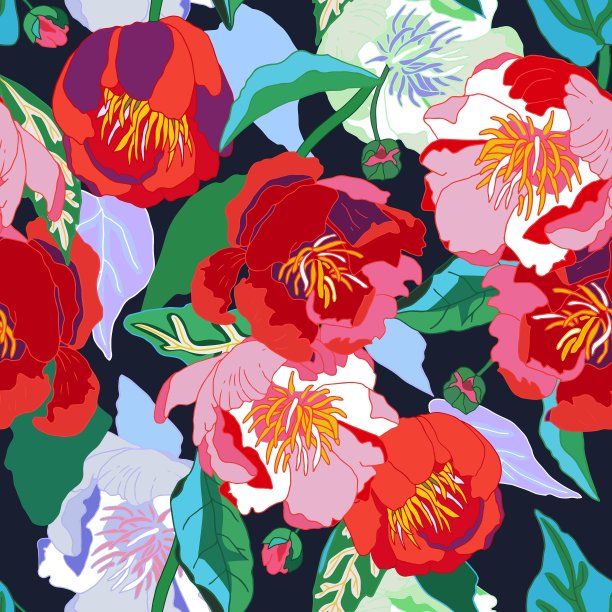 无缝隙花背景孤立的红花图片下载