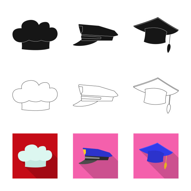 孤立对象的帽子和帽子符号集图片下载