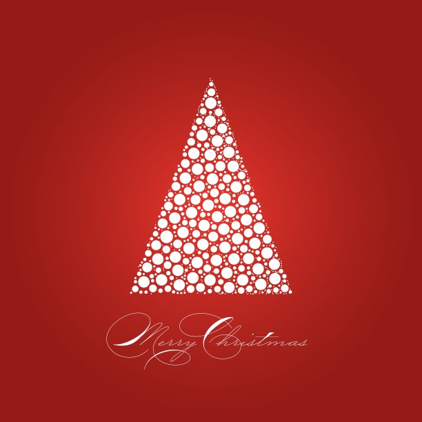 节日贺卡与白色圣诞树在红色图片下载